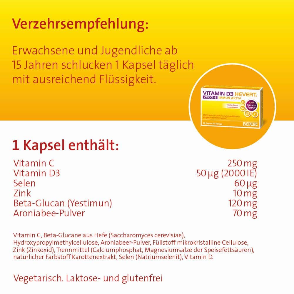 VITAMIN D3 HEVERT 2000IE IMMUN AKTIV 30 St Kapseln