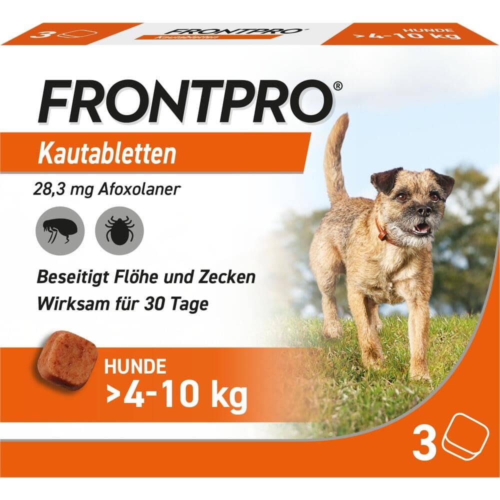 FRONTPRO Kautabletten für Hunde (>4-10kg) 3 St Kautabletten