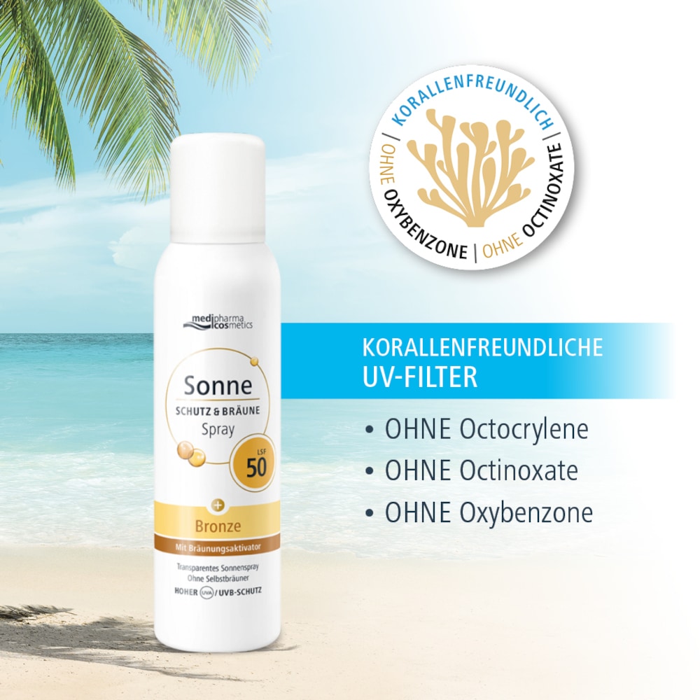 medipharma cosmetics Sonne SCHUTZ & BRÄUNE Bronze LSF 50 Aerosol-Spray 150 ml Spray