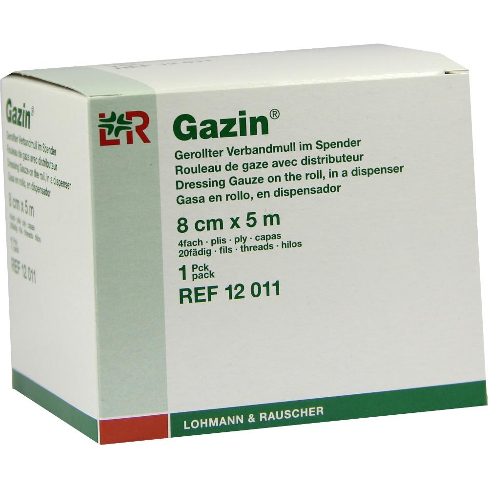 GAZIN Verbandmull 8 cmx5 m 4fach gerollt 1 St Kompressen 1 St