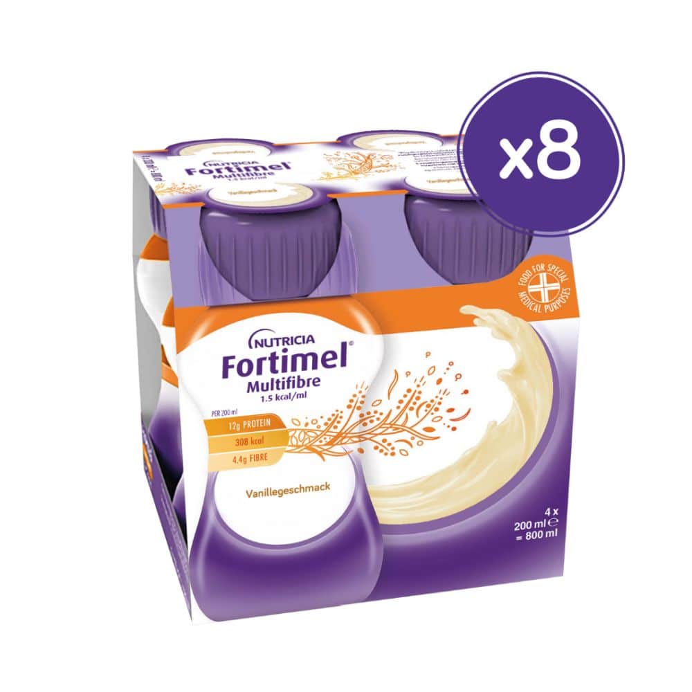 Fortimel Multifibre 1.5 kcal Vanillegeschmack 32X200 ml Flüssigkeit | 32X200 ml Flüssigkeit | 28.44 EUR / 1000 Milliliter | 04016922002820