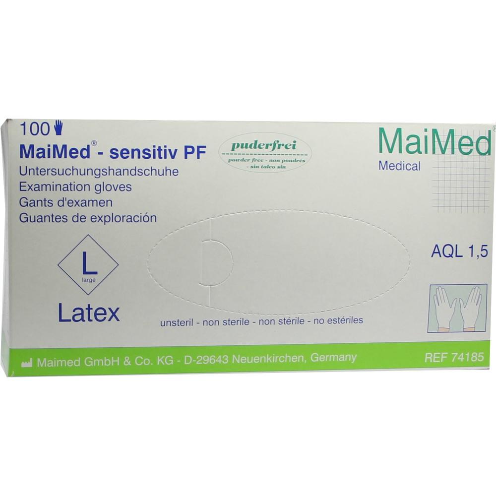 MaiMed sensitiv PF Untersuchungshandschuhe unsteril Latex L 100 St Handschuhe