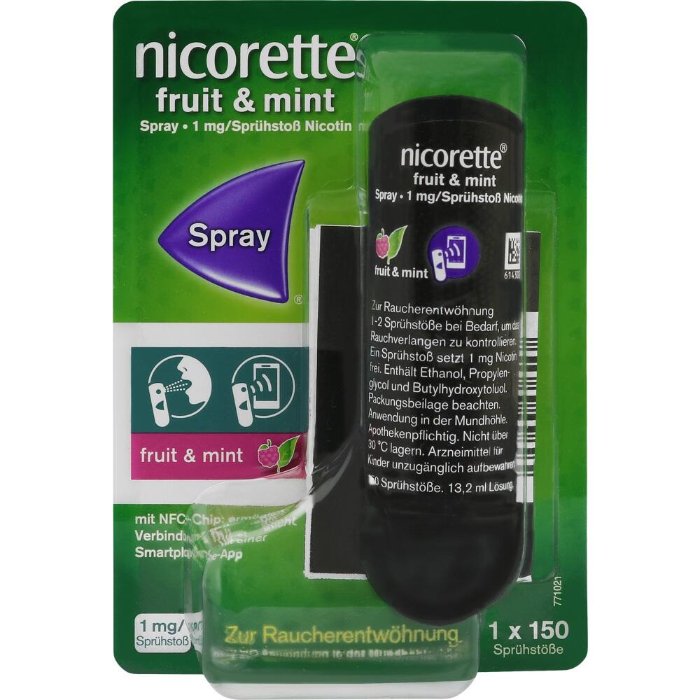 nicorette fruit & mint Spray mit Nikotin, Verbindung mit Tracking-App mögl.