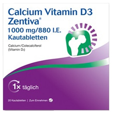 Calcium  Vitamin D3 Zentiva 1000mg/880 I.E. 100 St Kautabletten