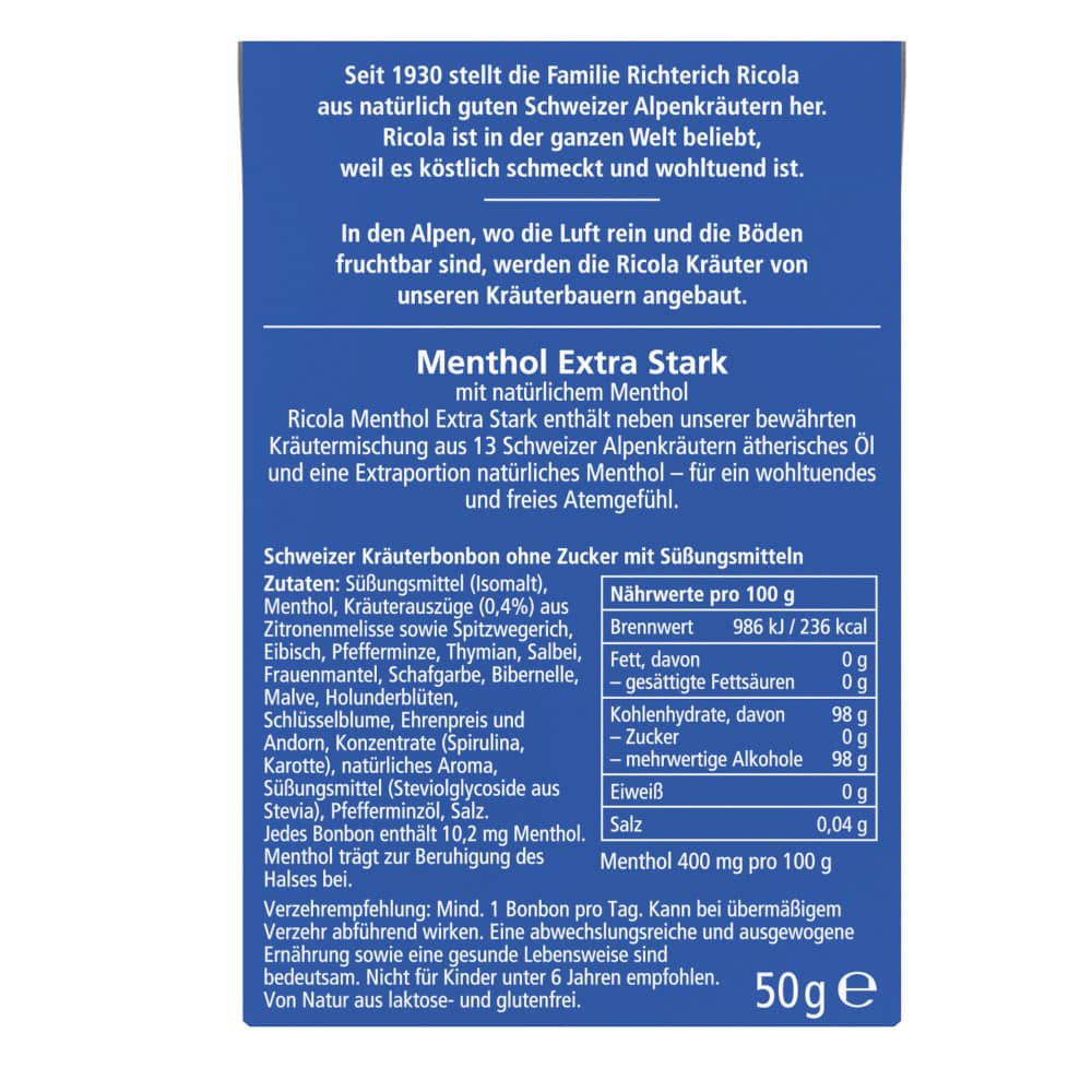 Ricola Menthol ohne Zucker 50 g Bonbons