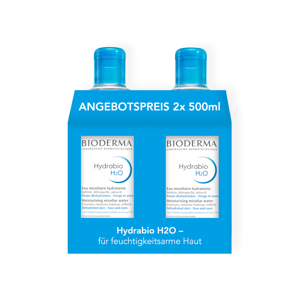 BIODERMA Hydrabio H2O Feuchtigkeitsspendendes Mizellen-Reinigungswasser Doppelpack 2X500 ml Lösung