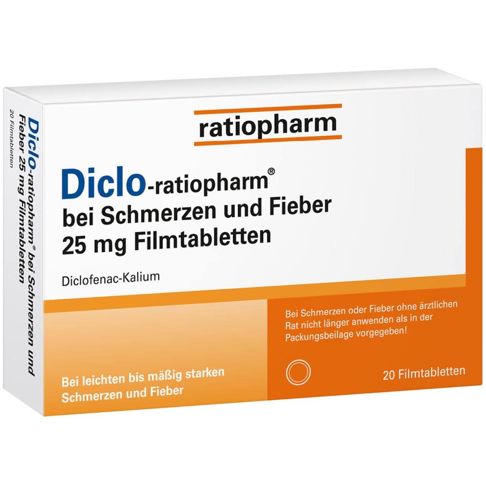 Diclo-ratiopharm bei Schmerzen und Fieber 25 mg 20 St Filmtabletten