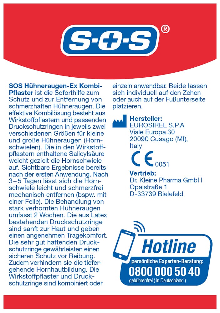 SOS Hühneraugen-Ex Kombi-Pflaster 54 St Pflaster