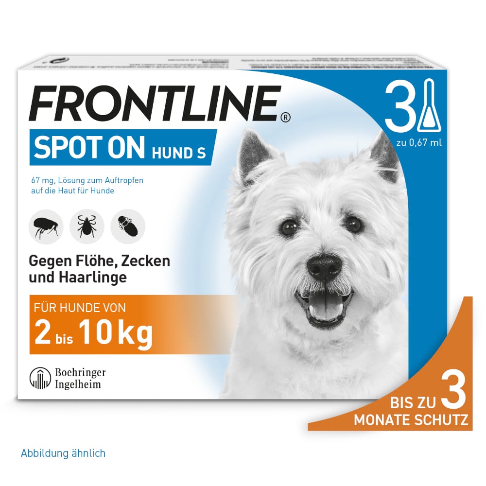 FRONTLINE SPOT-ON gegen Zecken, Flöhe und Haarlinge für Hunde S (2-10 kg)  3 St Lösung