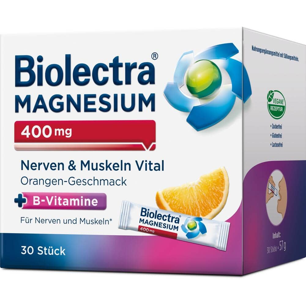 Biolectra MAGNESIUM 400mg Nerven & Muskeln Vital Orange 30 St Pellets