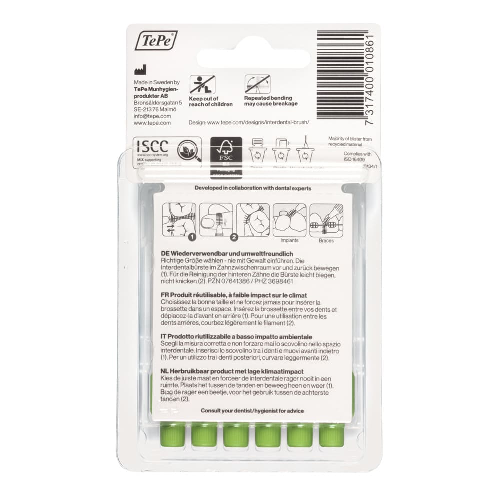 TEPE Interdentalbürste 0,8mm grün 6 St Zahnbürste
