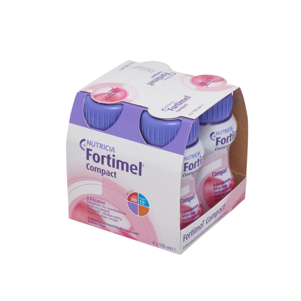 Fortimel Compact 2.4  Trinknahrung Erdbeere 4X125 ml Flüssigkeit
