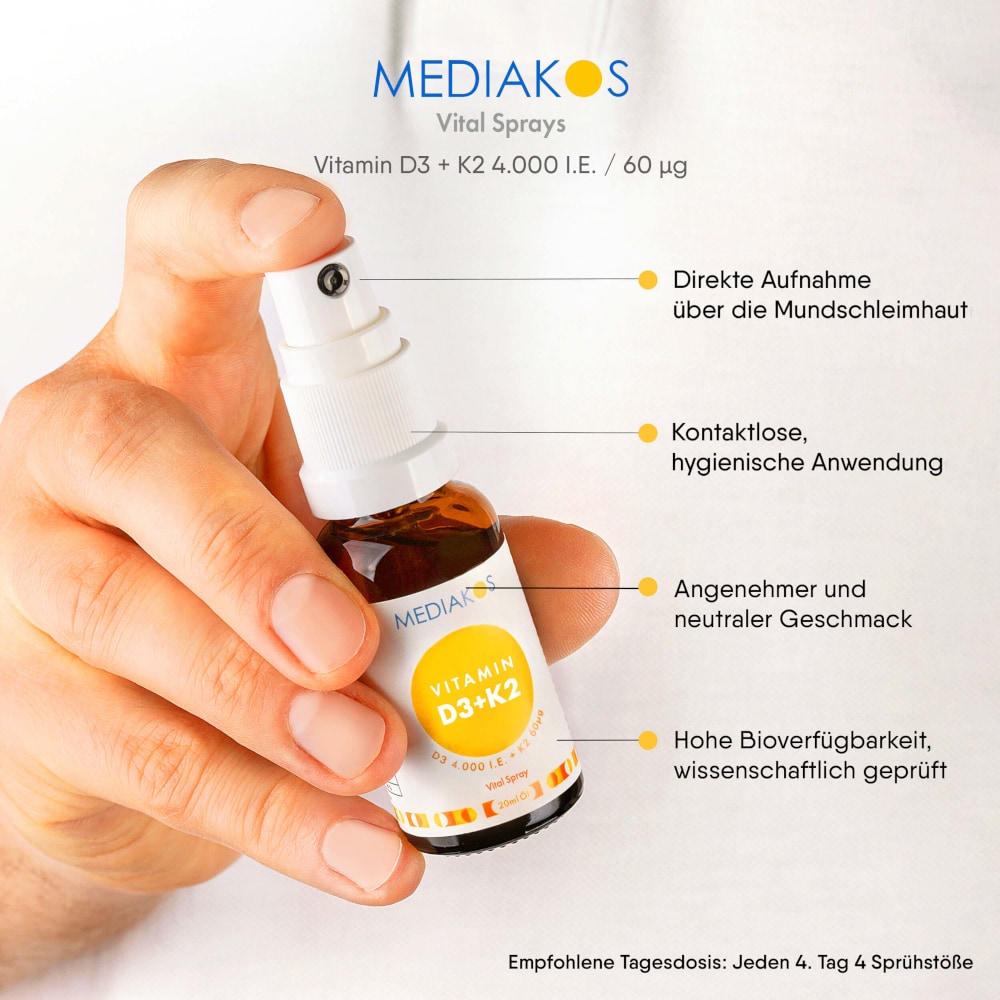 MEDIAKOS Vitamin D3 + K2 4000 I.E. / 60µg  20 ml Spray