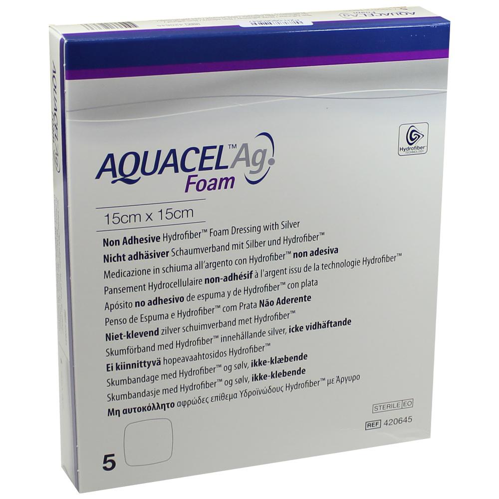 AQUACEL Ag Foam nicht adhäsiv 15x15 cm Verband 5 St Verband