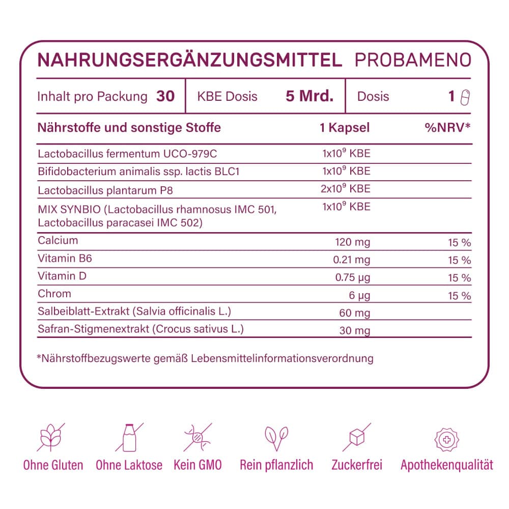 Nupure Probameno Wechseljahre PRO 30 St 30 St Kapseln magensaftresistent
