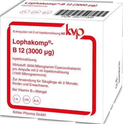 LOPHAKOMP B12 3.000 µg Injektionslösung 10X2 ml Injektionslösung