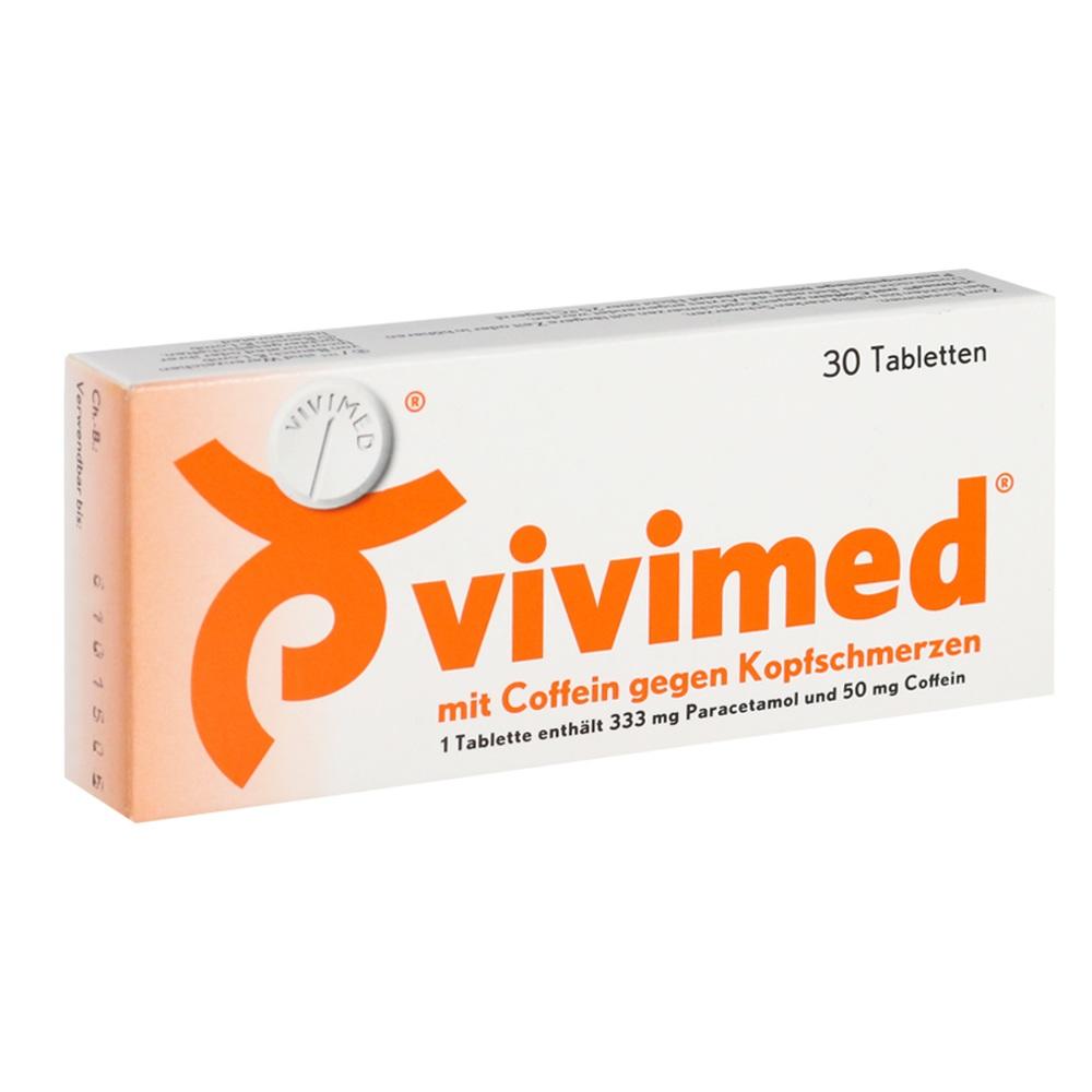 Vivimed mit Coffein gegen Kopfschmerzen, Schmerztabletten mit Paracetamol 30 St Tabletten