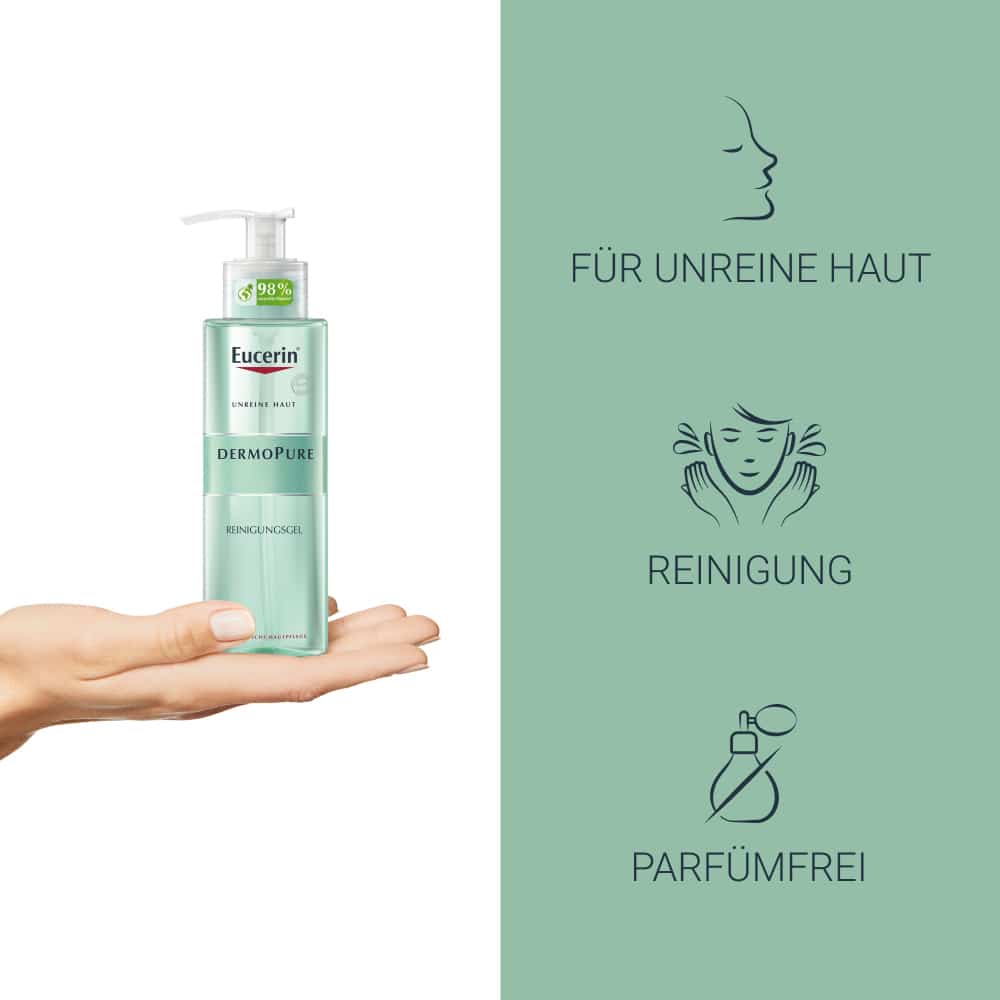 Eucerin DERMOPURE Reinigungsgel gegen Pickel und unreine Haut + 3 € sparen* 200 ml Gel
