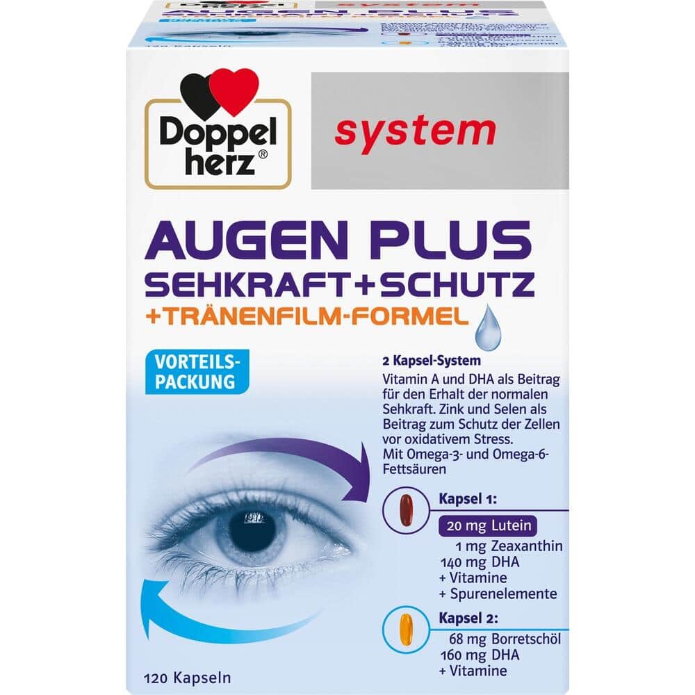Doppelherz system AUGEN PLUS SEHKRAFT+SCHUTZ+TRÄNENFILM-FORMEL 120 St Kapseln