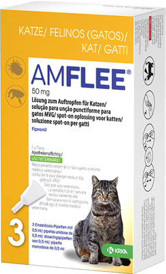 AMFLEE 50 mg Spot-on Lösung zum Auftropfen für Katzen 3 St Lösung