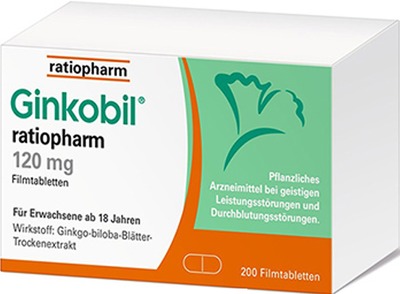 Ginkobil ratiopharm 120 mg mit Ginkgo biloba 200 St Filmtabletten