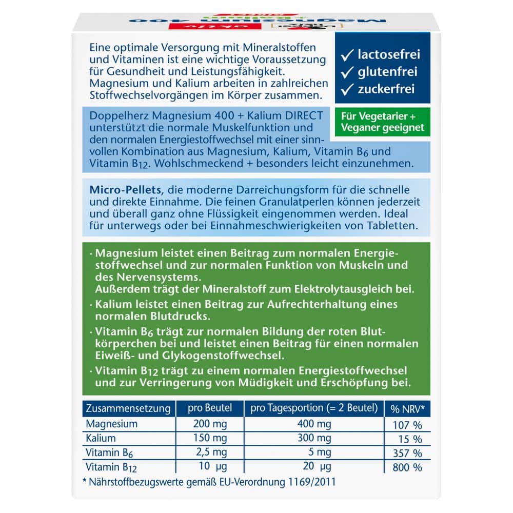 Doppelherz aktiv Magnesium 400 + Kalium 20 St Pellets