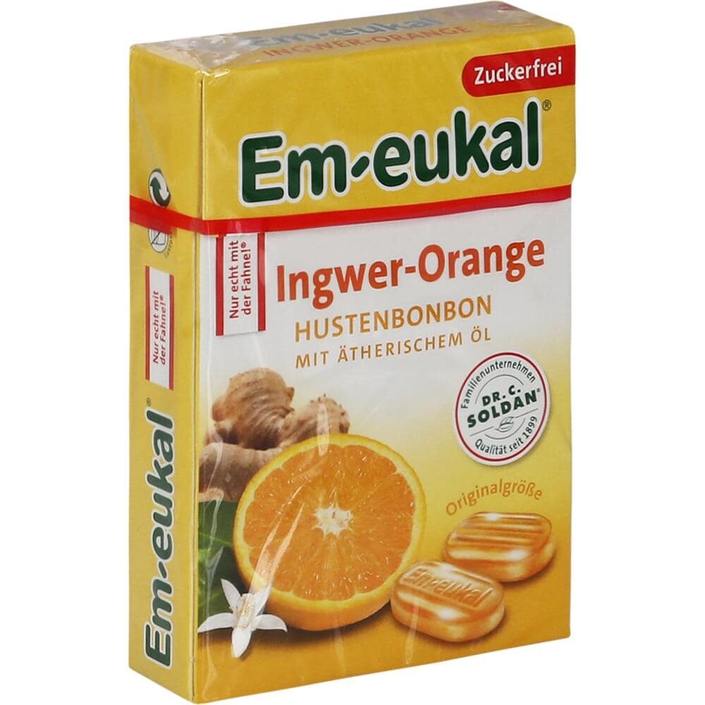 Em-eukal Ingwer-Orange zuckerfrei 50 g Bonbons