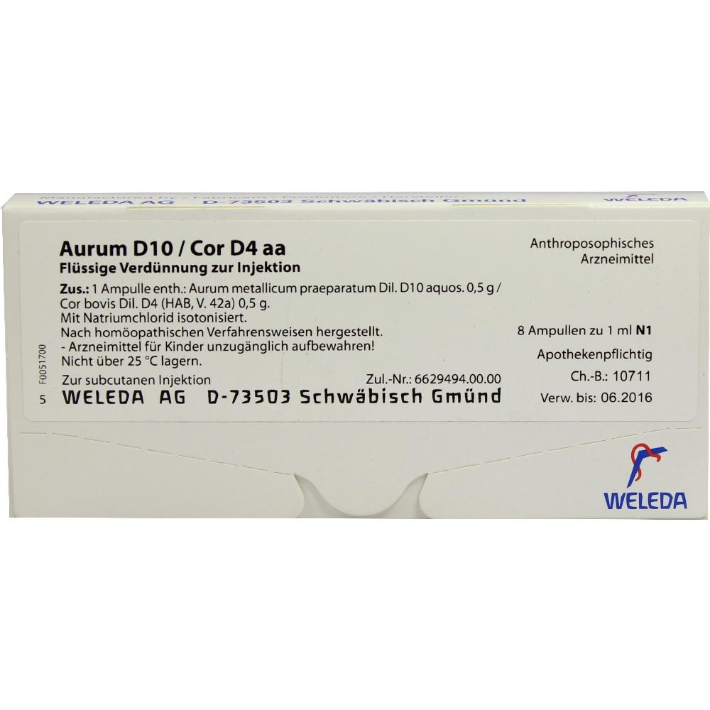 WELEDA AURUM D 10/Cor D 4 aa Ampullen 8X1 ml Ampullen