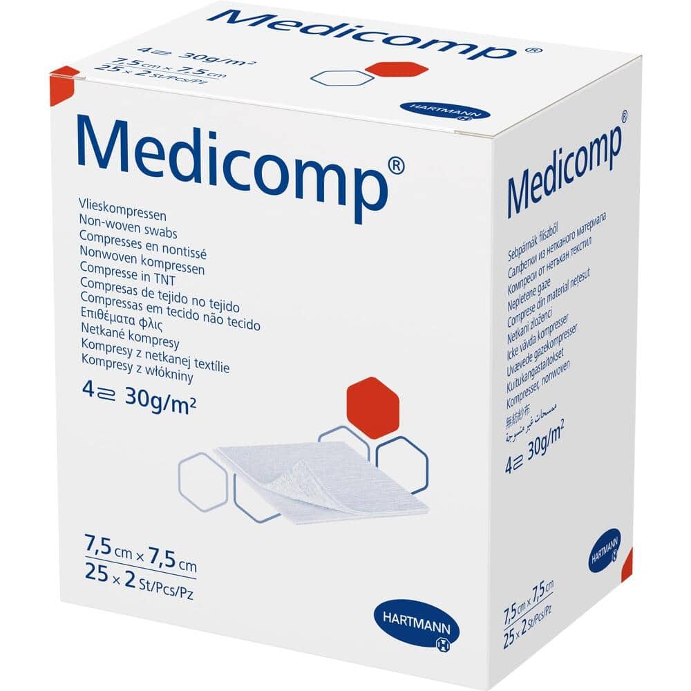 Medicomp Vlieskompressen 7,5 x 7,5 cm 25X2 St Kompressen