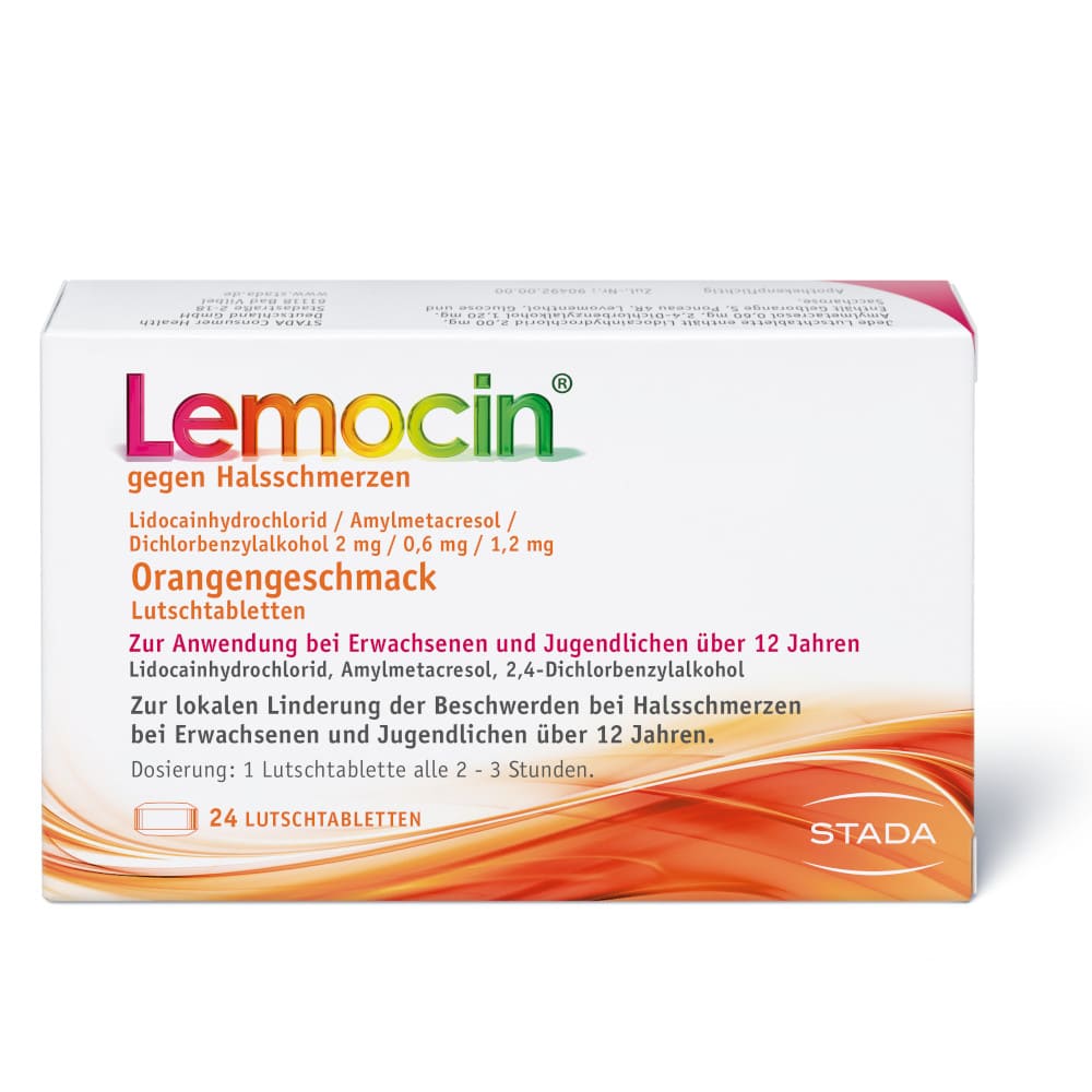 Lemocin gegen Halsschmerzen Orange 24 St Lutschtabletten