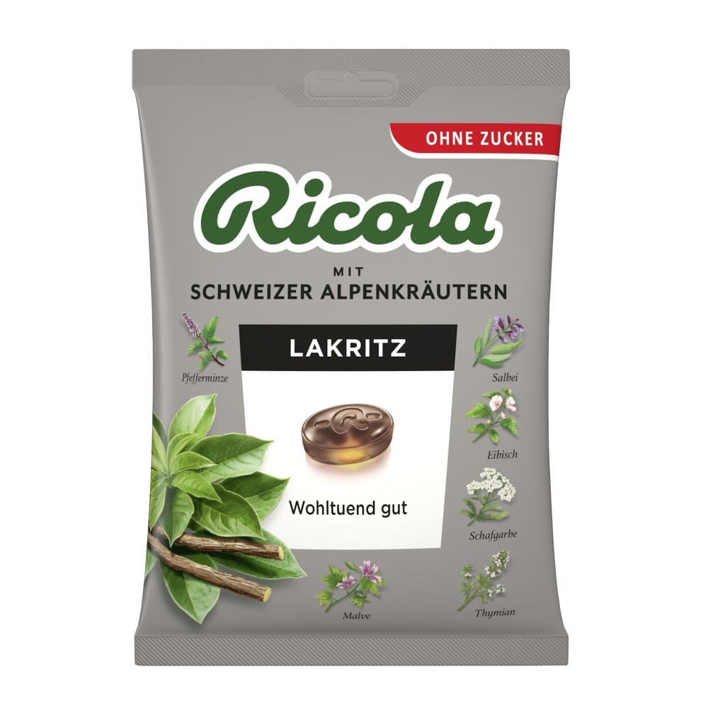 Ricola Lakritz Schweizer Kräuterhbonbon zuckerfrei 75 g Bonbons