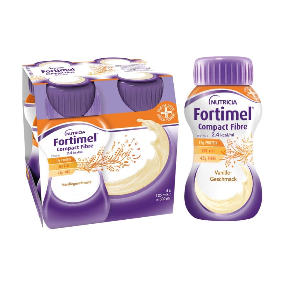 Fortimel Compact Fibre 2.4 Trinknahrung Vanille 4X125 ml Flüssigkeit