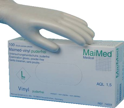 MaiMed vinyl Puderfrei Untersuchungshandschuhe unsteril Größe XL 100 St Handschuhe