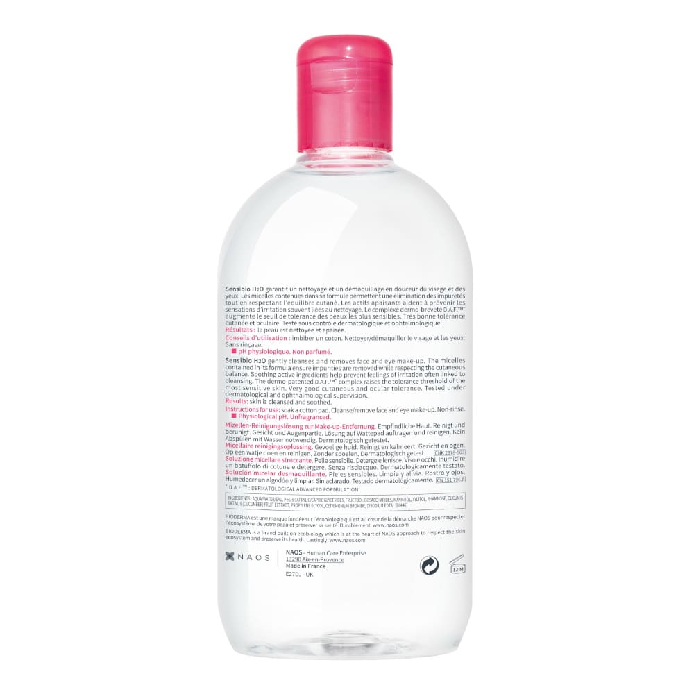 BIODERMA Sensibio H2O - Sanft reinigendes Mizellenwasser bei empfindlicher Haut 500 ml 500 ml Lösung