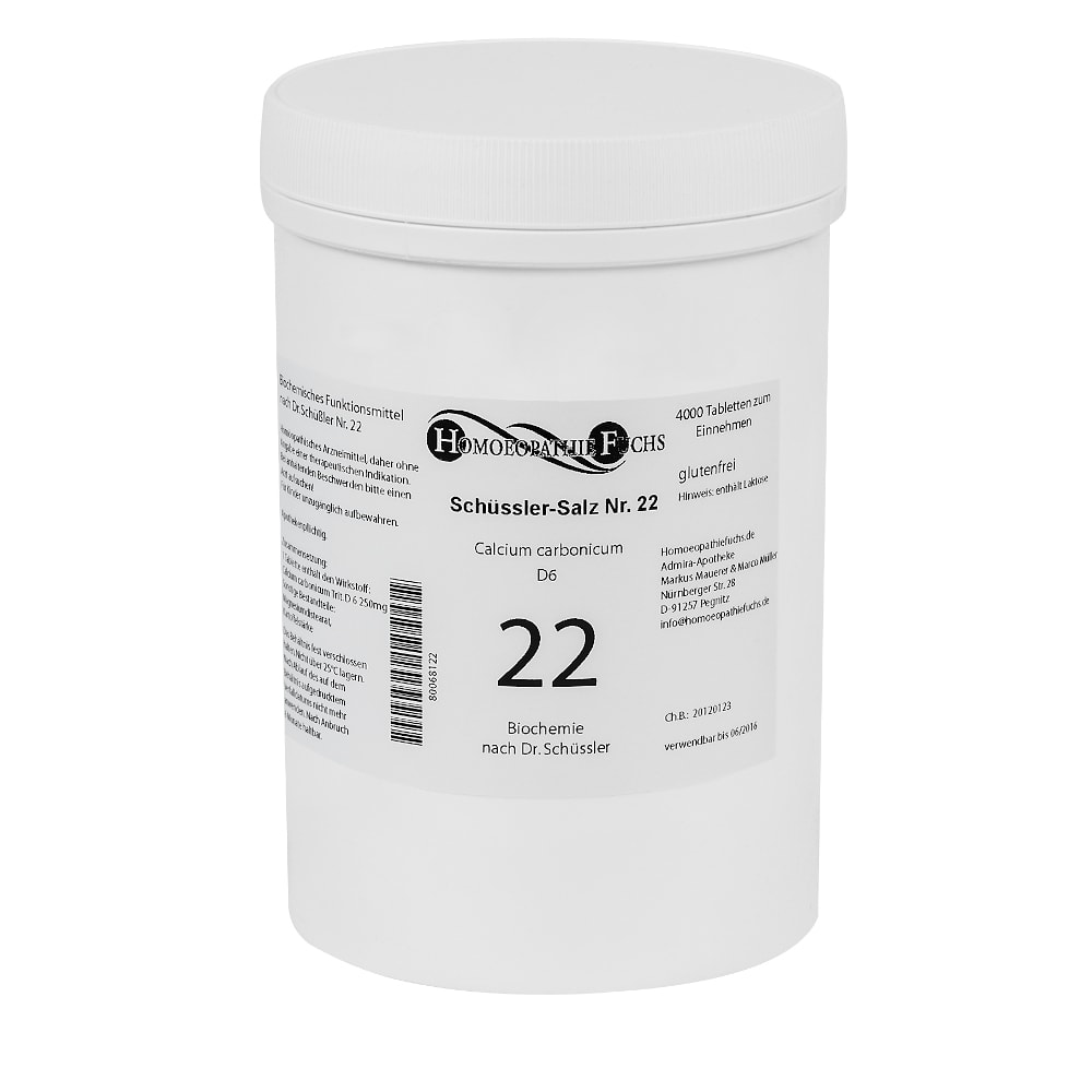 HOMOEOPATHIEFUCHS Schüssler-Salz Nummer 22 Calcium carbonicum D6 Biochemie 4000 St Tabletten