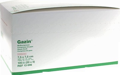 GAZIN Mullkomp.7,5x7,5 cm steril 12fach mittel 20X5 St Kompressen