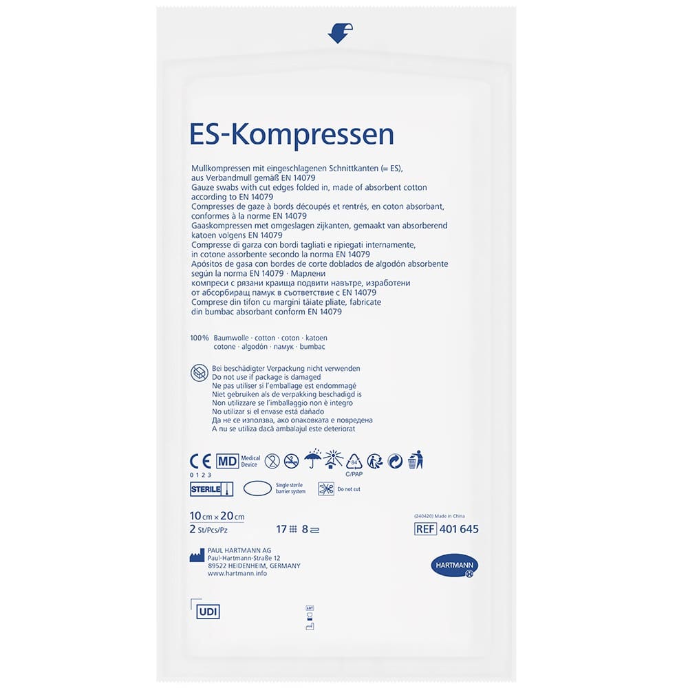 ES-KOMPRESSEN steril 10x20 cm 8fach 5X2 St Kompressen