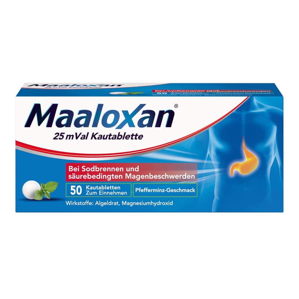MAALOXAN Kautabletten bei Sodbrennen & Magenschmerzen 50 St Kautabletten