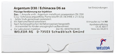 WELEDA ARGENTUM D 30/ECHINACEA D 6 aa Ampullen 8 St Ampullen