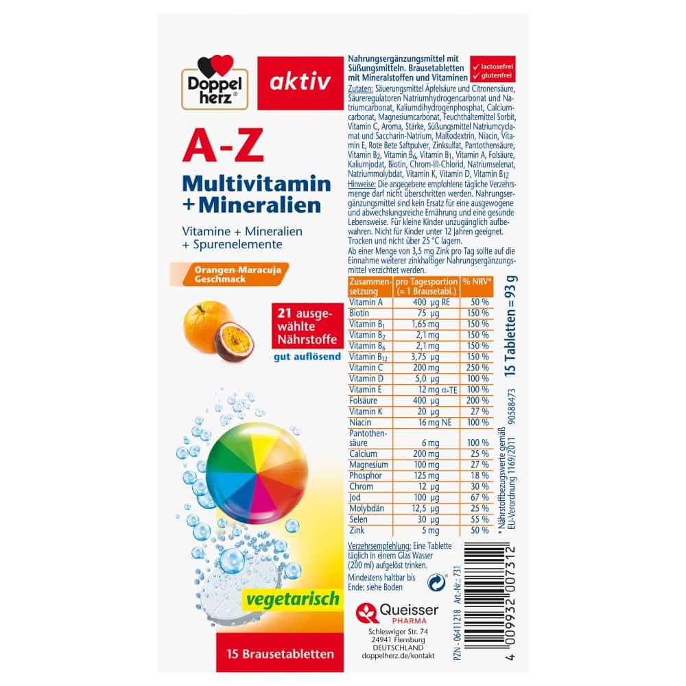 Doppelherz aktiv A-Z Multivitamin+ Mineralien  15 St Brausetabletten