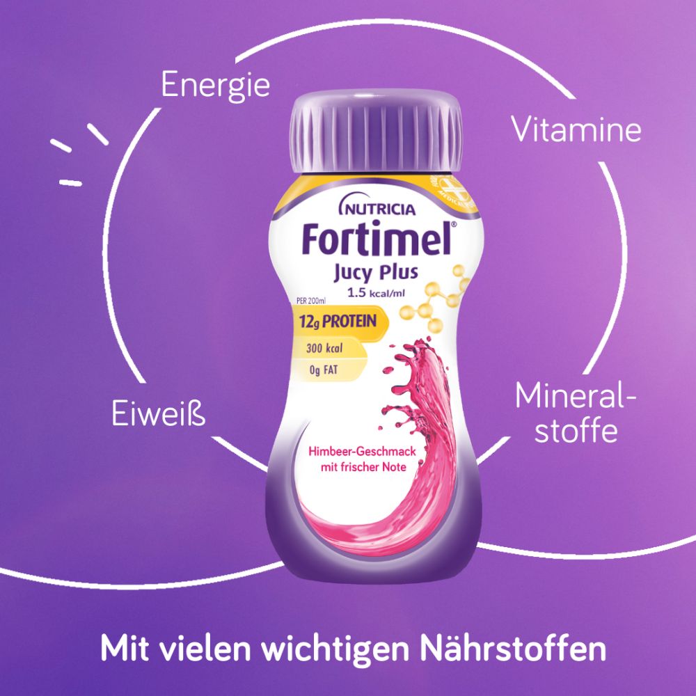 Fortimel Jucy Plus Himbeer-Geschmack 4X200 ml Flüssigkeit