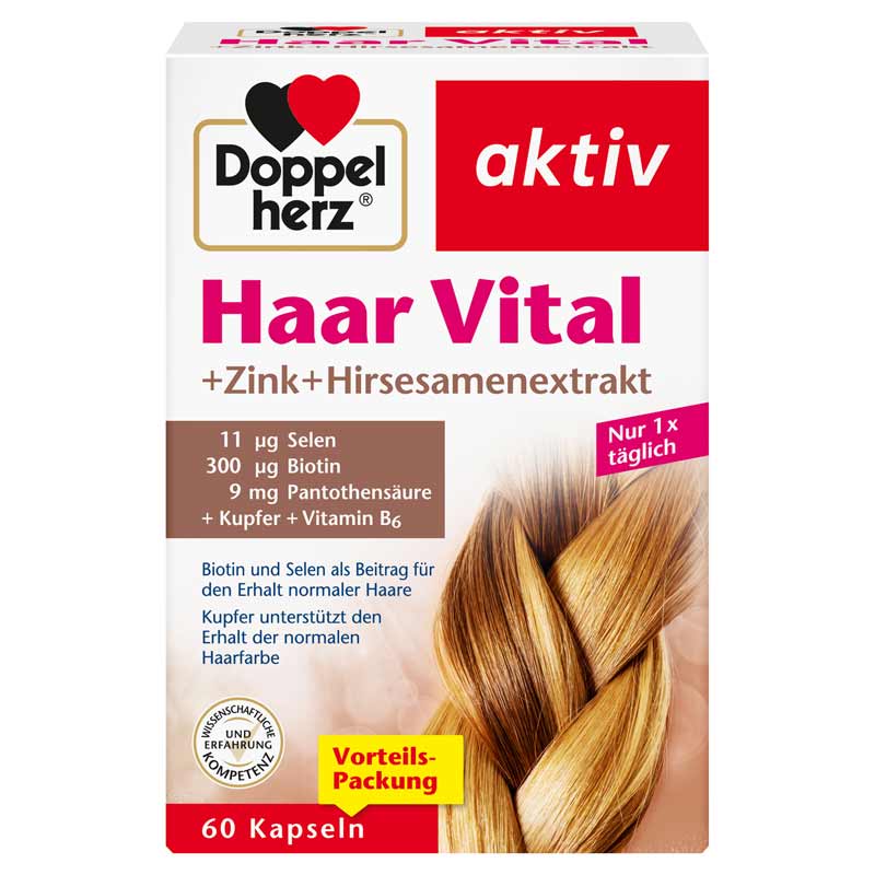 Doppelherz aktiv Haar Vital + Zink + Hirsesamenextrakt 60 St Kapseln 69 g