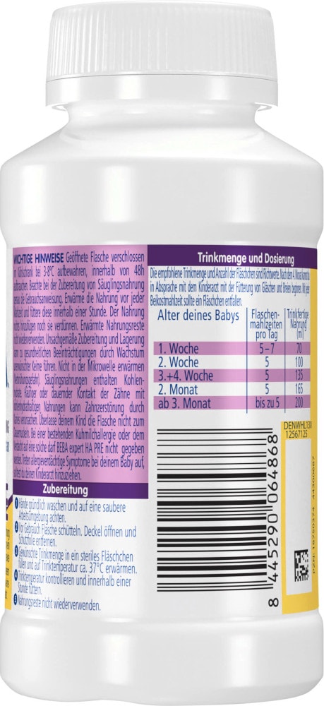 Nestlé BEBA expert HA PRE  8X200 ml Flüssigkeit