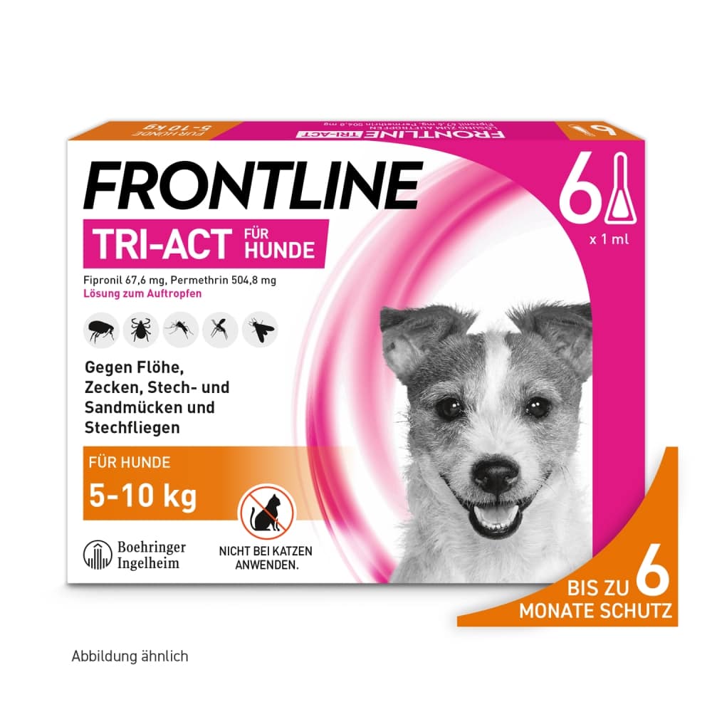 FRONTLINE TRI-ACT gegen Zecken, Flöhe und fliegende Insekten für Hunde S (5-10 kg)  6 St Lösung