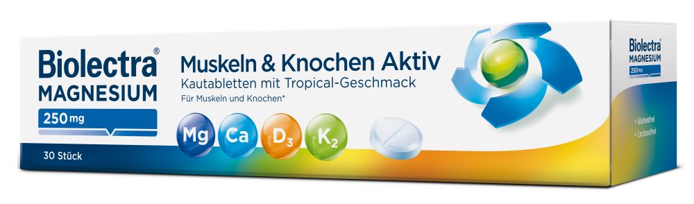 Biolectra MAGNESIUM Muskeln & Knochen Aktiv 30 St Kautabletten