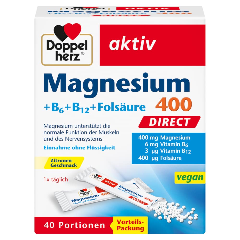 Doppelherz aktiv Magnesium 400 + B-Vitamine DIRECT  40 St Pellets