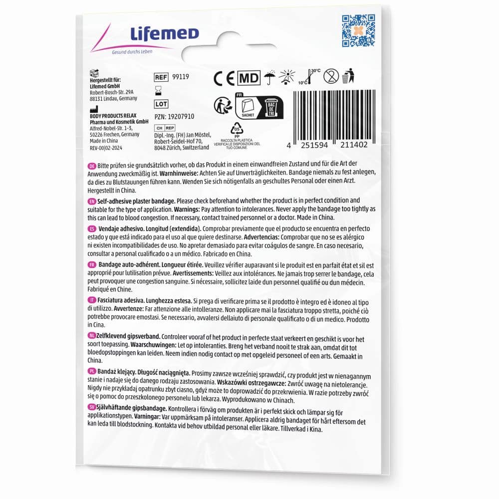 Lifemed Pflasterverband selbsthaftend 2,5 cm x 4 m 1 Packung Pflaster