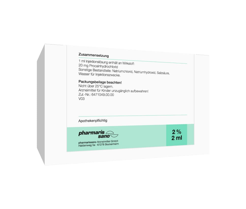 Procain pharmarissano 2 % Ampulle 2 ml 50X2 ml Injektionslösung