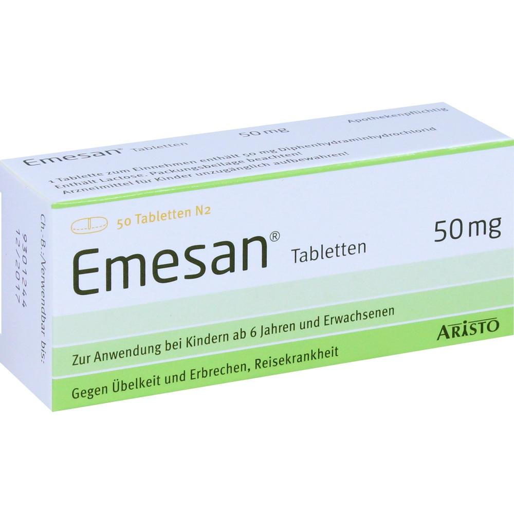 Emesan - Gegen Übelkeit und Erbrechen, Reisekrankheit 50 St Tabletten