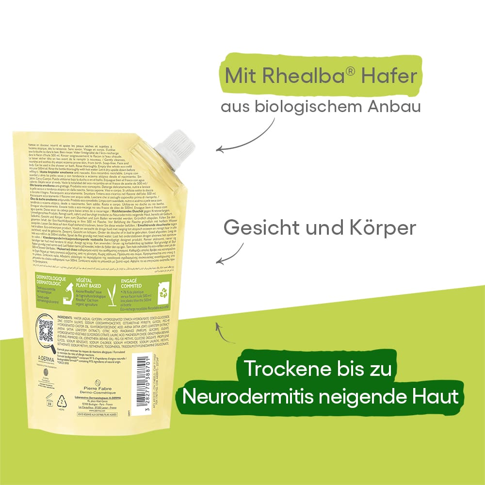 A-DERMA EXOMEGA CONTROL Duschöl Nachfüllpack 500 ml Duschgel